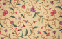 Cotton Crewel Embroidered Fabric "Jacobean" Beige, Multicolor #TML201