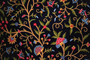 Cotton Crewel Embroidered Fabric "Tree of Life" Black, Multicolor #DDR202