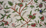 Cotton Crewel Embroidered Fabric Floral Off-White, Multicolor #FLR102