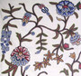 Cotton Crewel Embroidered Fabric Floral Off-White, Multicolor #FLR003