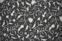 Cotton Crewel Embroidered Fabric "Jacobean" Neutrals, White on Black #TML503
