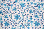 Crewel Embroidered Cotton Fabric "Maple", Blue on White #CHR002