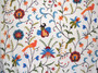 Crewel Cotton Embroidered Fabric "Parrots" Off-White, Multicolor #BRD002