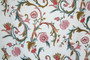 Crewel Cotton Embroidered Fabric Off-White, Multicolor Pastels #FLR006