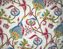 Cotton Crewel Embroidered Fabric Off-White, Pink and Blue #FLR205