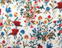 Crewel Cotton Embroidered Fabric "Garden" Off-White, Multicolor #FLR005