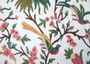 Cotton Crewel Embroidered Fabric "Eagles" Off-White, Multicolor #BRD001