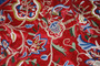 Crewel Embroidered Velvet Fabric "Watlab" Red, Multicolor #CV304