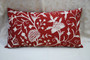 Cotton Crewel Cushion Cover Pillow Sham Lumbar Pillowcase "Tree of Life", White on Red #CW703