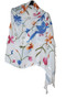Crewel Linen Embroidered Kashmiri Shawl Throw Scarf Off-White, Multicolor #LS-401