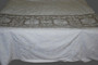 Crewel Embroidered Bed Runner Linen Table Runner, White on Beige #CWR16620