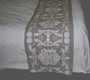 Crewel Embroidered Bed Runner Linen Table Runner, White on Beige #CWR16620