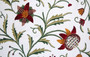 Custom Crewel Embroidered Fabric Off-White, Multicolor #3368