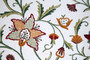 Custom Crewel Embroidered Fabric Off-White, Multicolor #3368