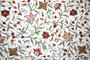 Custom Crewel Embroidered Fabric Off-White, Multicolor #3368