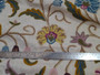 Linen Crewel Embroidered Fabric Floral Beige, Multicolor #FLR661