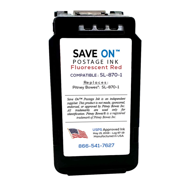 Pitney Bowes SL-870-1 Red Ink Cartridge for New SendPro Mailstation - Front