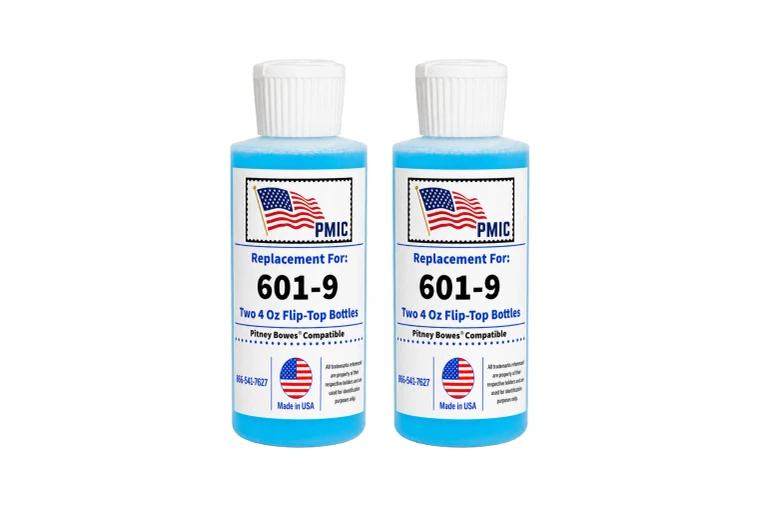 Pitney Bowes 601-9 Compatible E-Z Seal Sealing Solution - Two 4oz  Flip Top Bottles