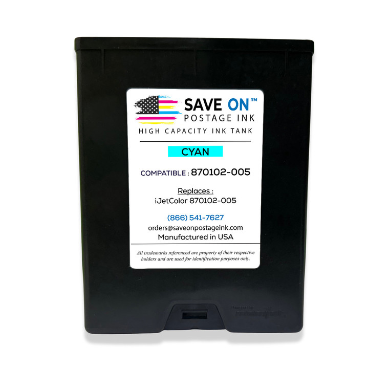 iJet Cyan Ink Tank 870102-005 Front Image from Postage Meter Ink Cartridges
