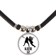 Personalized Girls Lacrosse Necklace- Lacrosse Pendant Necklace with Name and Number-Free Customization 