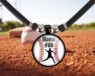 Personalized  Boys Baseball Pitcher Name and Number Pendant Necklace