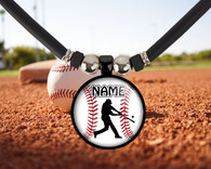 Baseball Gift, Baseball Batter Silhouette Necklace For Boys with Name and/or Number- Customized Baseball Team Gift, Trophy, Medals, Favors 