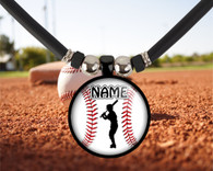 Boys Baseball Gift- Baseball Batter Pendant Charm Necklace Personalized with Name