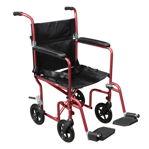 Deluxe Fly-Weight Aluminum Transport Chair with Removable Casters