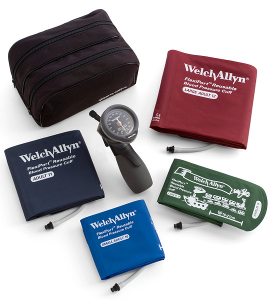 Welch Allyn Gold Series DS66 family practice Trigger Aneroid sphygmomanometer kit and Nylon Zipper Case