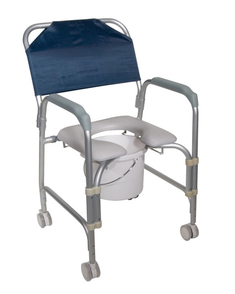 Drive Medical Aluminum Shower Chair and Commode with Casters 