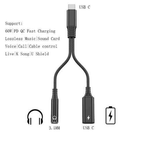 Gear Geek USB C to 3.5mm Headphone Jack Audio Adapter Charger Cable