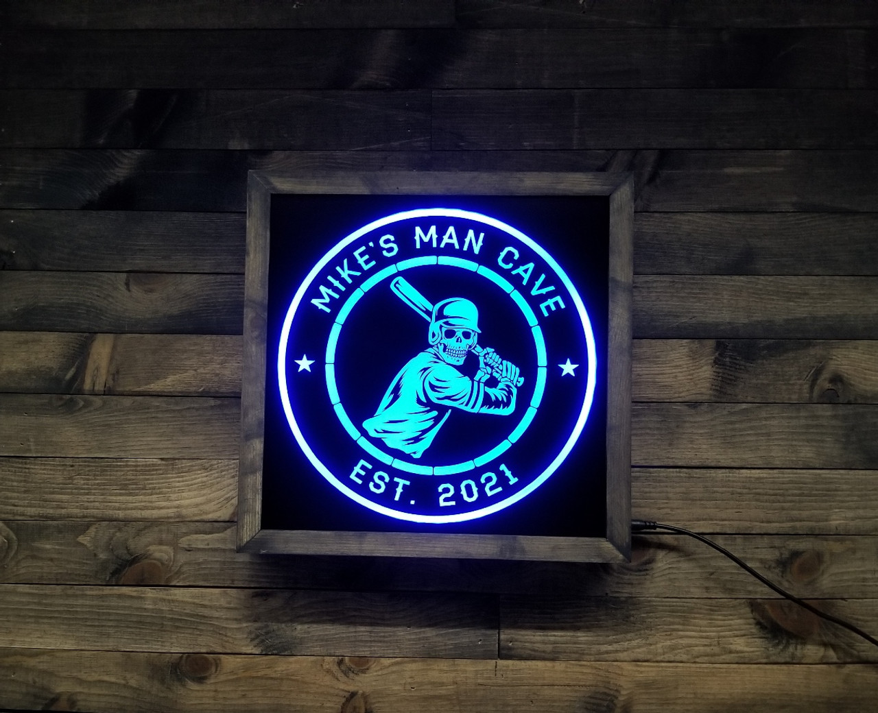 Custom Baseball Home Bar Saloon Led Sign Man C