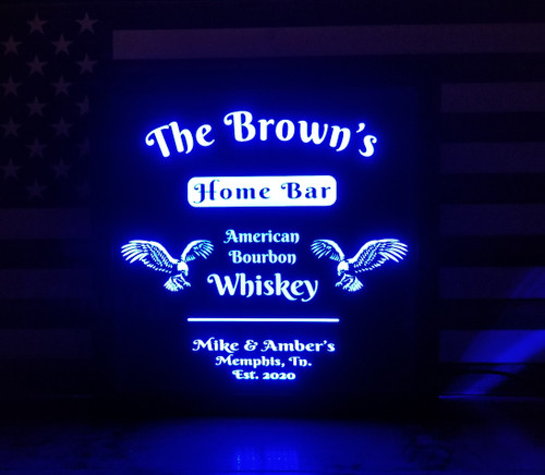 Custom, personalized whiskey signs , home bar