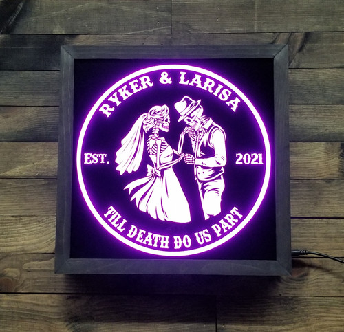 Custom Skeleton wedding 1 Couple Home Bar Saloon Led Sign