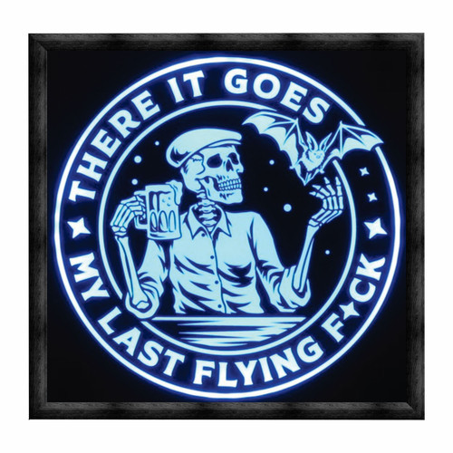 Skeleton Beer LED Sign – “There It Goes, My Last Flying F*ck” Funny Bar Light