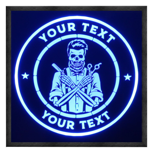Personalized Barber LED Sign – Custom Skeleton Barber Shop Light for Salons & Man Caves