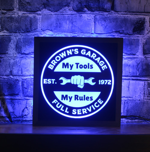 Customize Your Space: Personalize the top and bottom lines of our LED sign to reflect your style and passion for your garage. A truly unique piece that adds a personal touch to your space.