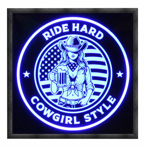 Ride Hard – Cowgirl Style Personalized LED Sign