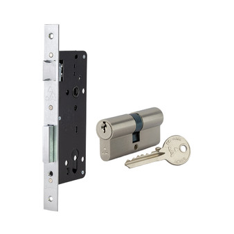 Mortise Lock with 61mm Cylinder Nickel