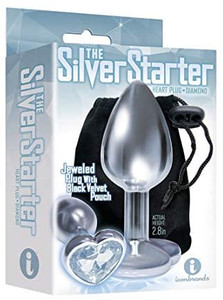 THE 9'S SILVER STARTER DIAMOND HEART BEJEWELED STAINLESS STEEL ANAL PLUG THE 9'S SILVER STARTER DIAMOND HEART BEJEWELED STAINLESS STEEL ANAL PLUG