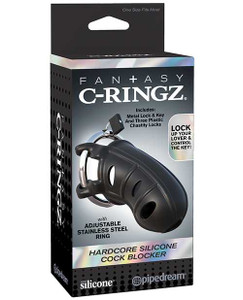Fantasy C-Ringz Hardcore Silicone Cock Blocker - Black Adult Novelties Pipedream
