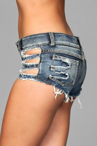 BeWicked Distressed Side Cutout Shorts Blue Apparel BeWicked