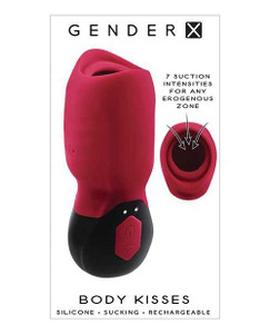 Gender X Body Kisses Vibrating Suction Massager - Red/Black Adult Novelties Gender X