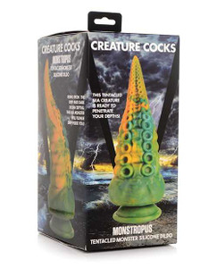 Creature Cocks Monstropus Tentacled Monster Silicone Dildo - Green/Yellow Adult Novelties Creature Cocks