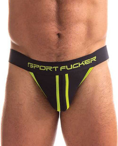 Sport Fucker Jersey Jock - XXL Black/Green Jockstraps/Underwear 