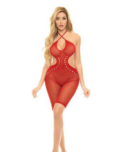 Pink Lipstick Fill Me In Bodystocking Red O/S Apparel Pink Lipstick