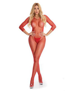 Pink Lipstick Risqué Crotchless Bodystocking Red M/L Apparel Pink Lipstick