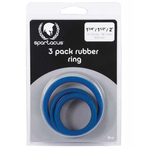 Spartacus Rubber Cock Ring Set- Blue Pack of 3 Adult Novelties Spartacus