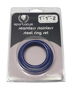 Spartacus Seamless Stainless Steel C-Ring - Blue Pack of 3 Adult Novelties Spartacus