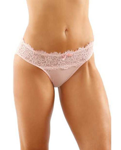 Bottoms Up Ivy Eyelash Lace Panty w/Criss Cross Back & Bow Trims Light Pink L/XL Apparel Fantasy Lingerie